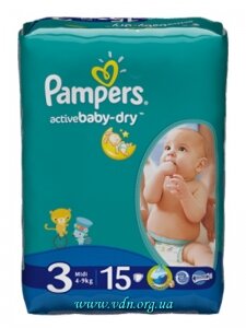 ���������� Pampers activeBaby-Dry Micro 3 Midi (4-9 ��) 15��