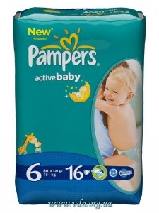 ���������� Pampers activeBaby-Dry 6 Extra Large (15+ ��) 16��