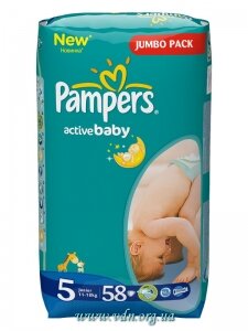 ���������� Pampers activeBaby-Dry JUMBO PACK 5 Junior (11-18 ��) 58�� �����!